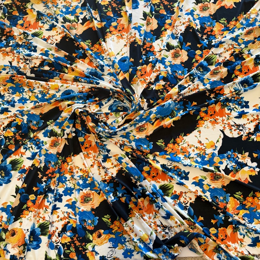 Floral Patterned Multicolor Stretchy Fabric
